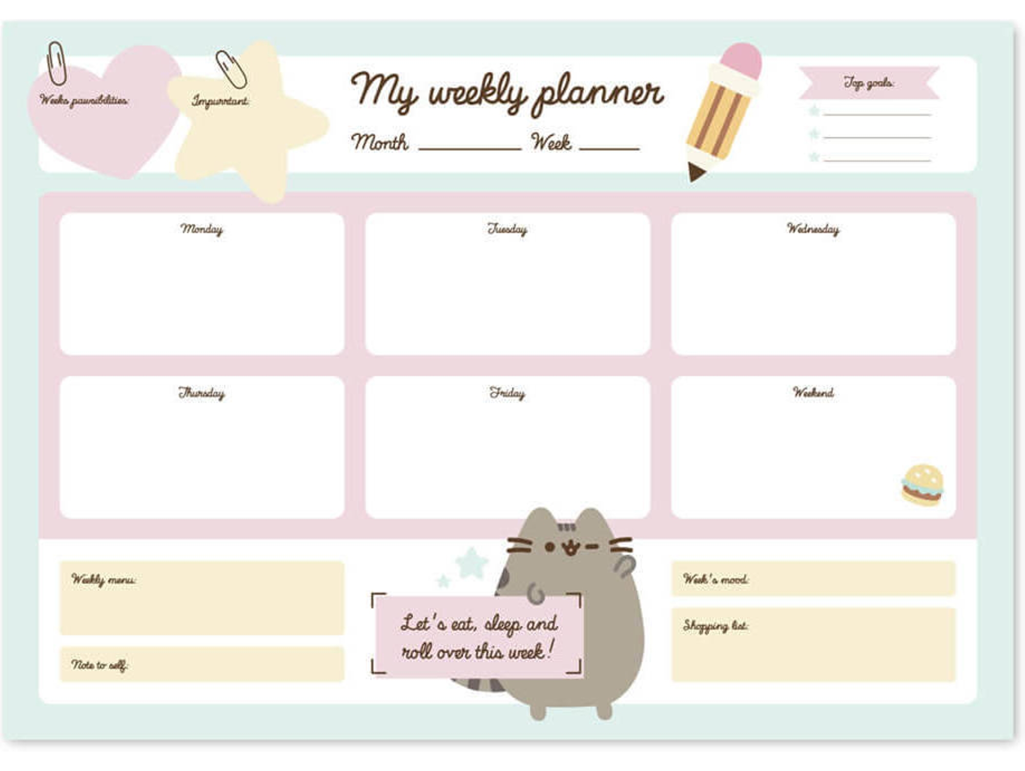 Planner saptamanal A3 - Pusheen