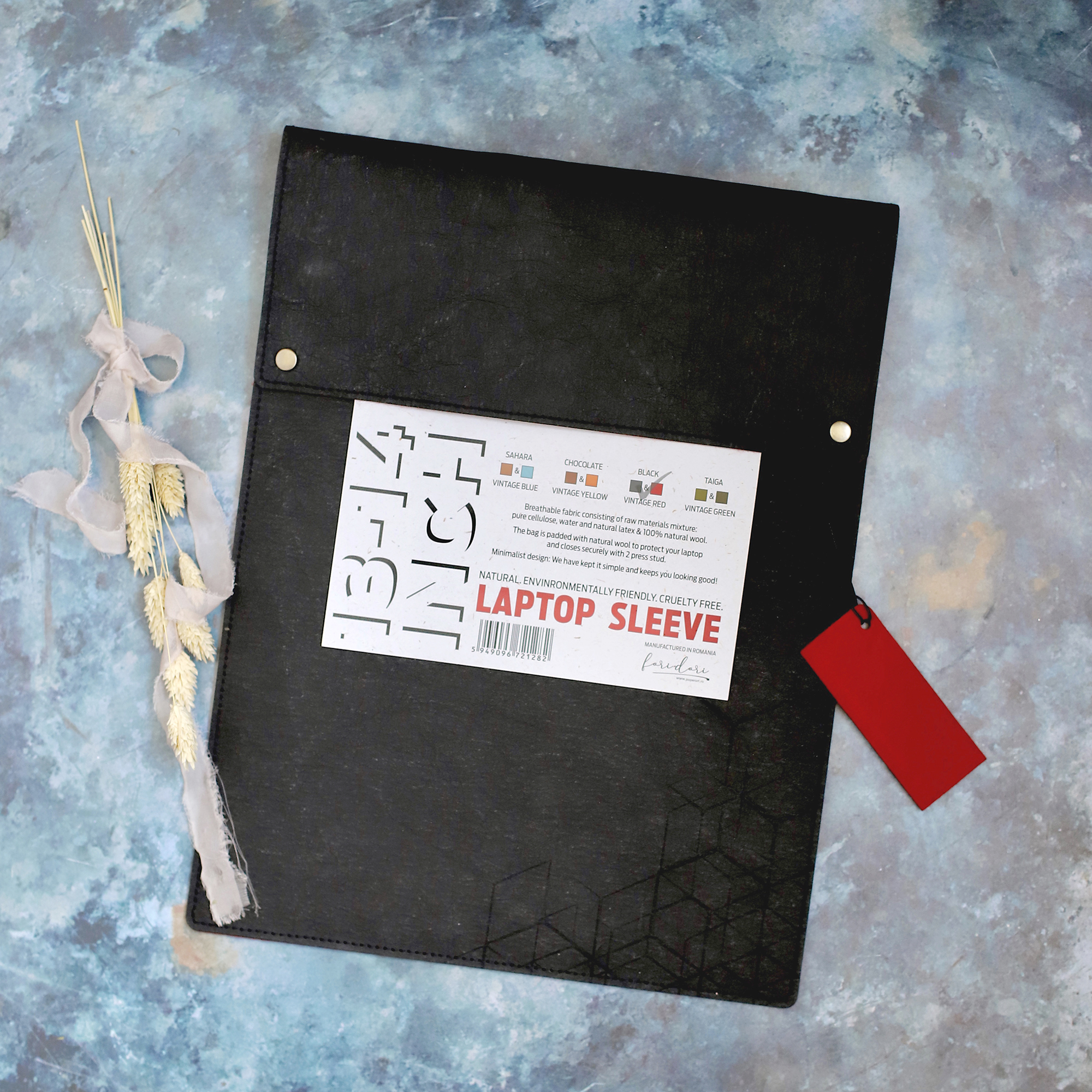Husa laptop - Fori Dori Laptop Sleeve - Black & Vintage Red