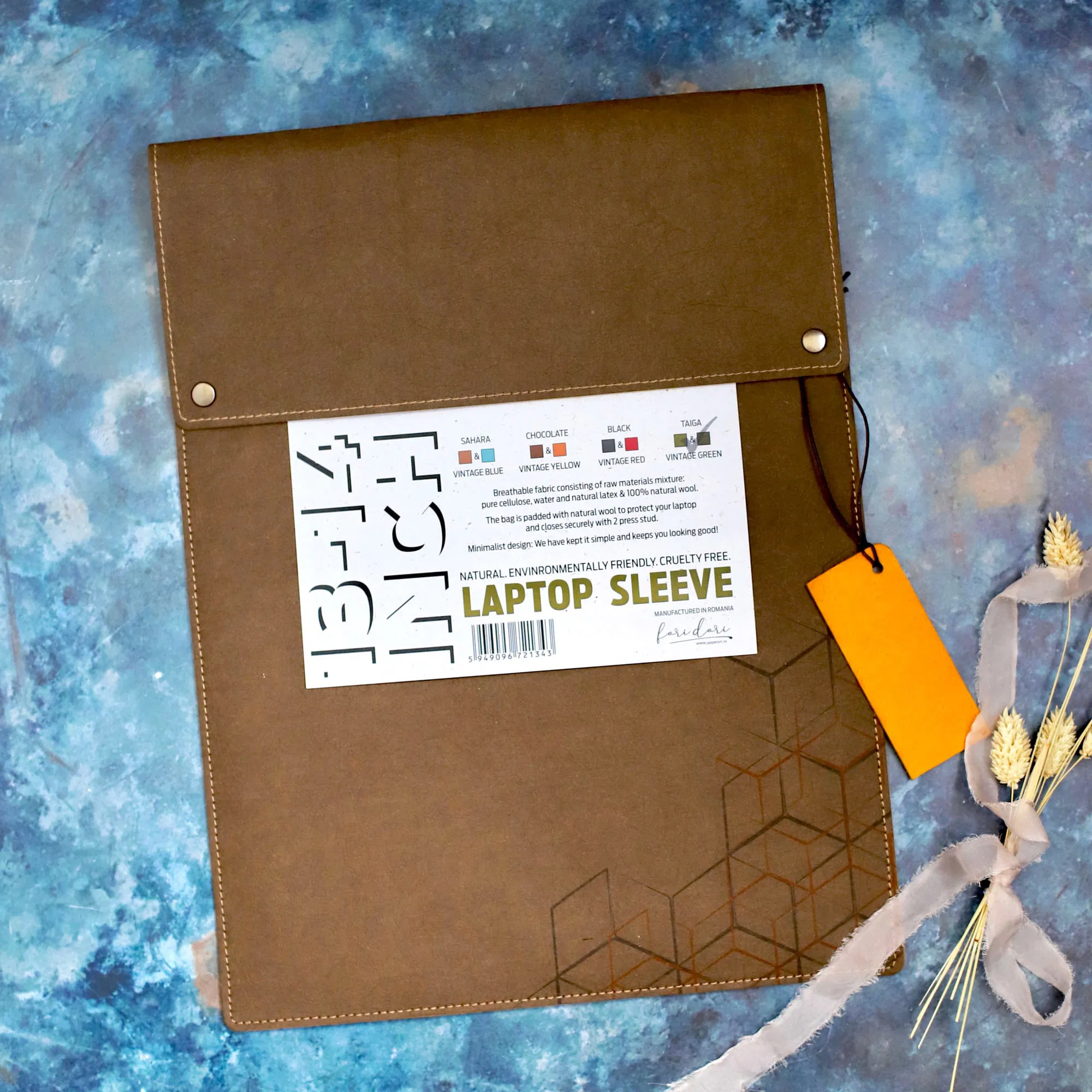 Husa laptop - Fori Dori Laptop Sleeve - Chocolate & Vintage Yellow