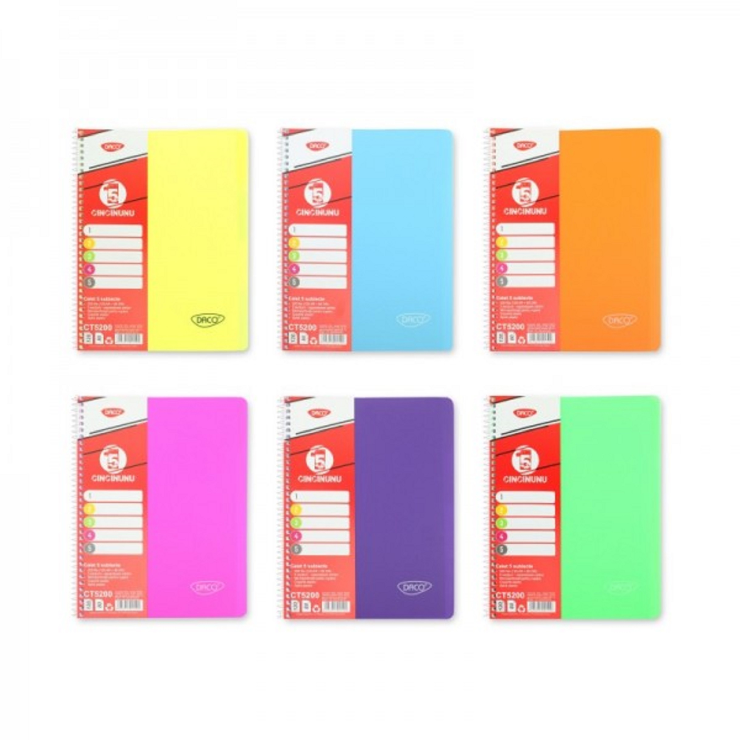Caiet A4 - 8 subiecte, 240 file - mai multe culori