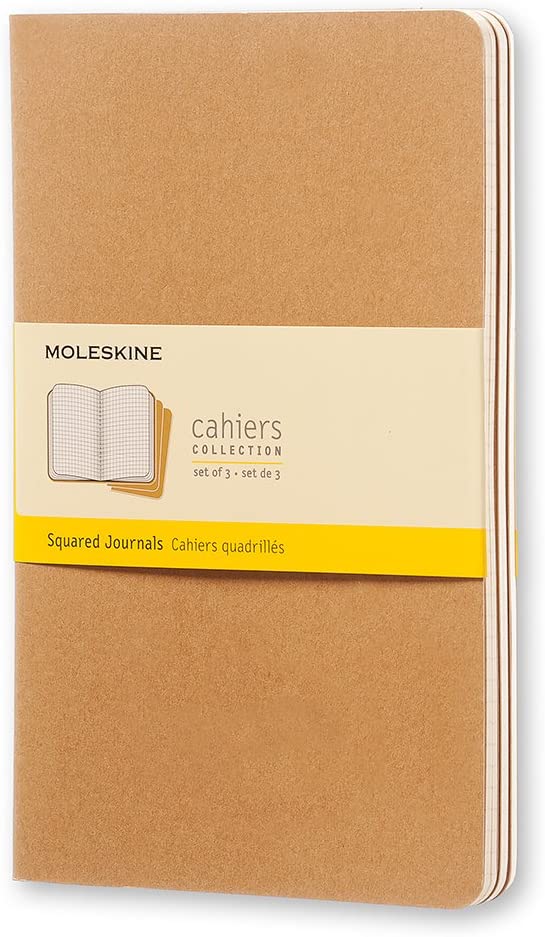 Set 3 caiete - Moleskine Cahier - Large, Squared - Kraft Brown