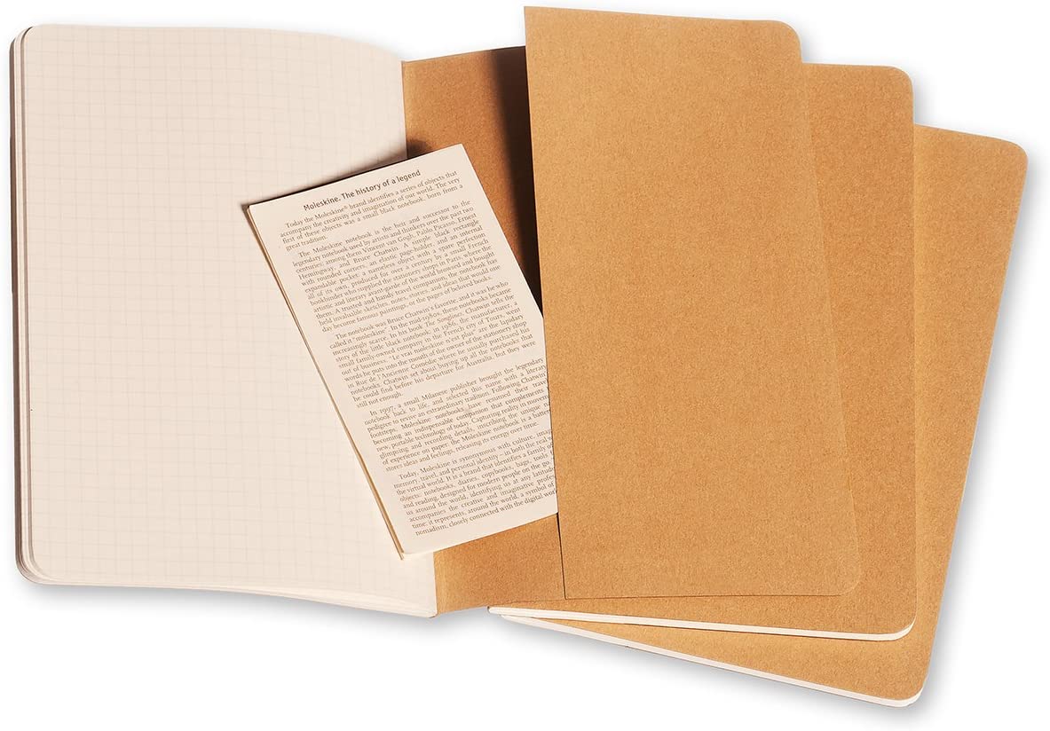 Set 3 caiete - Moleskine Cahier - Large, Squared - Kraft Brown