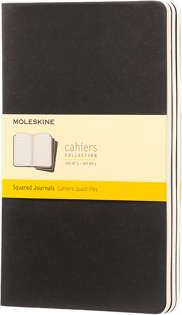 Set 3 caiete - Moleskine Cahier - Large, Squared - Black