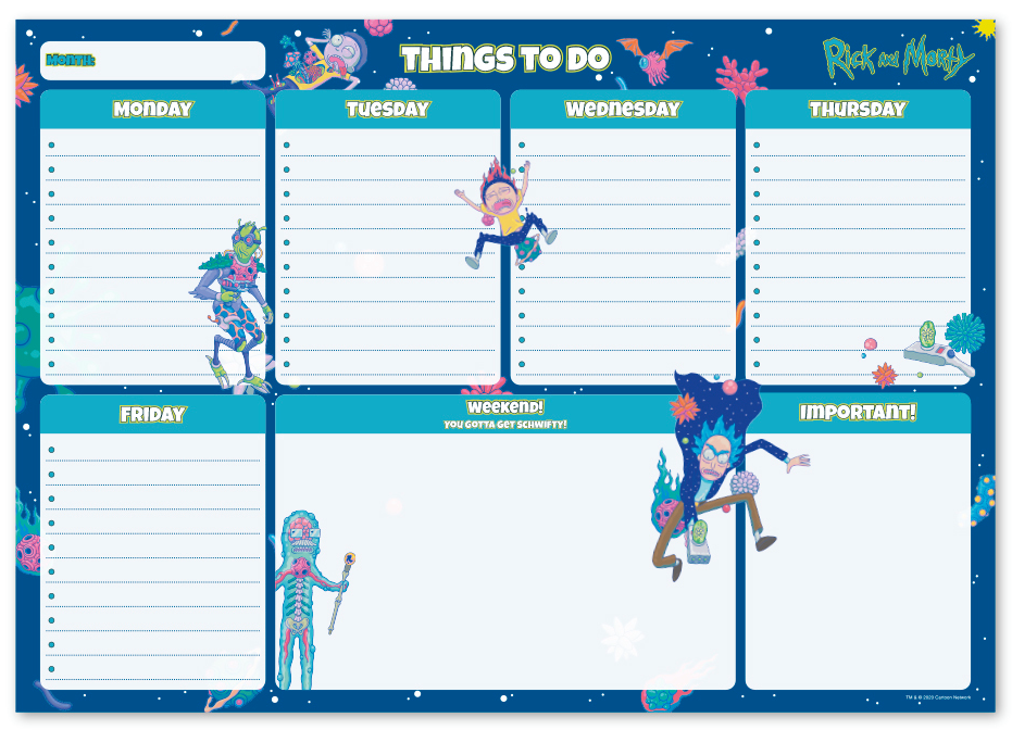 Planner saptamanal - Rick & Morty - Virus Attack