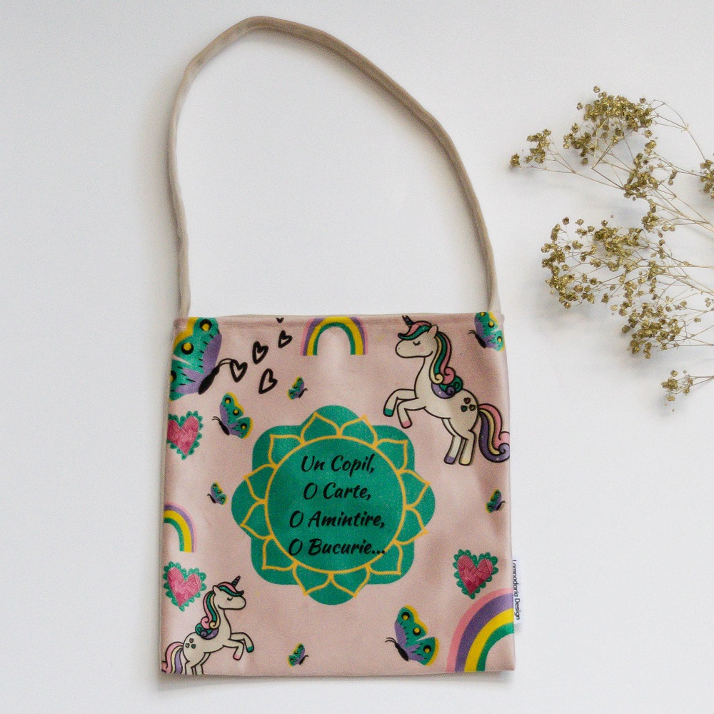 Husa de carte / Traistuta copii – Unicorni