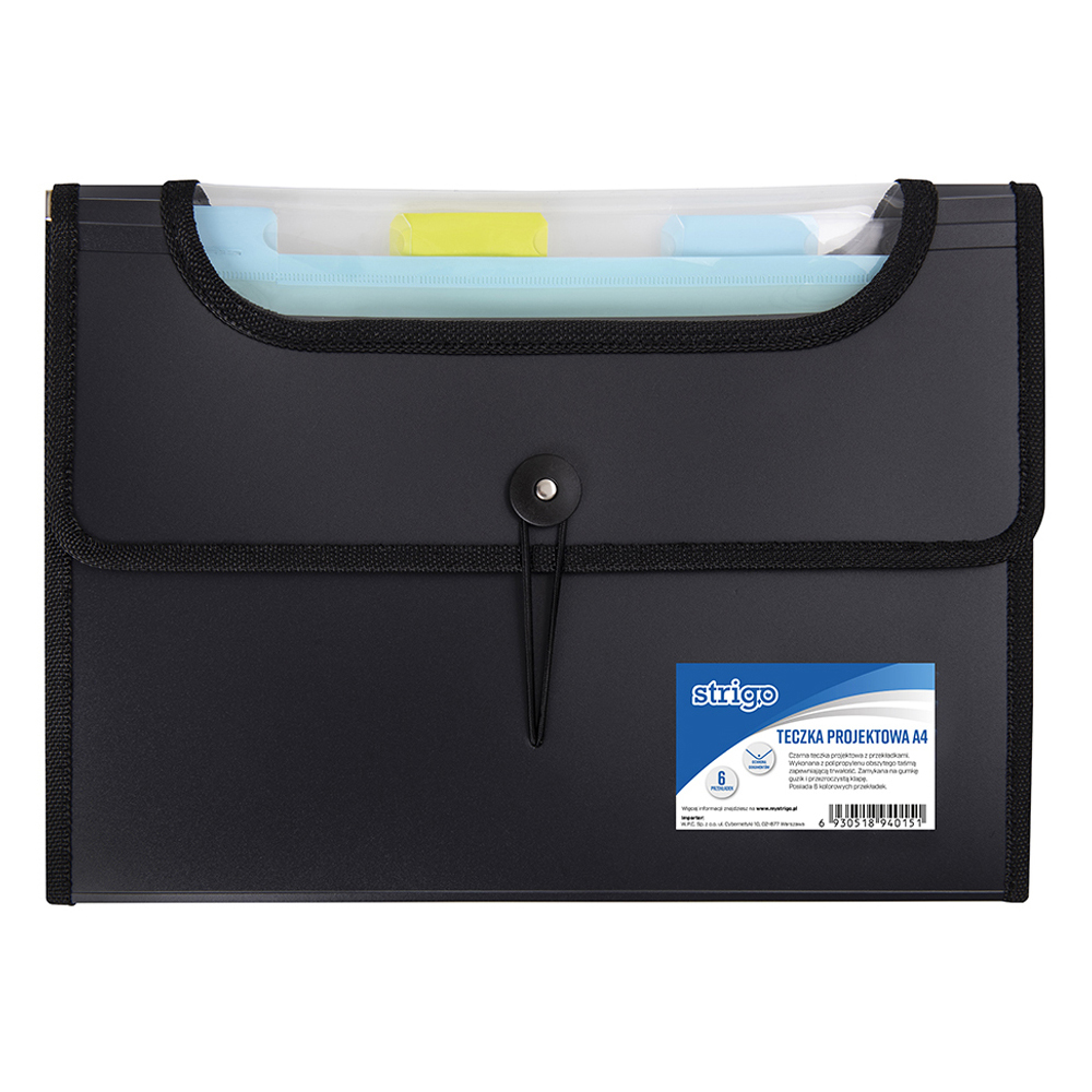 Dosar extensibil A4 - 6 compartimente - Negru