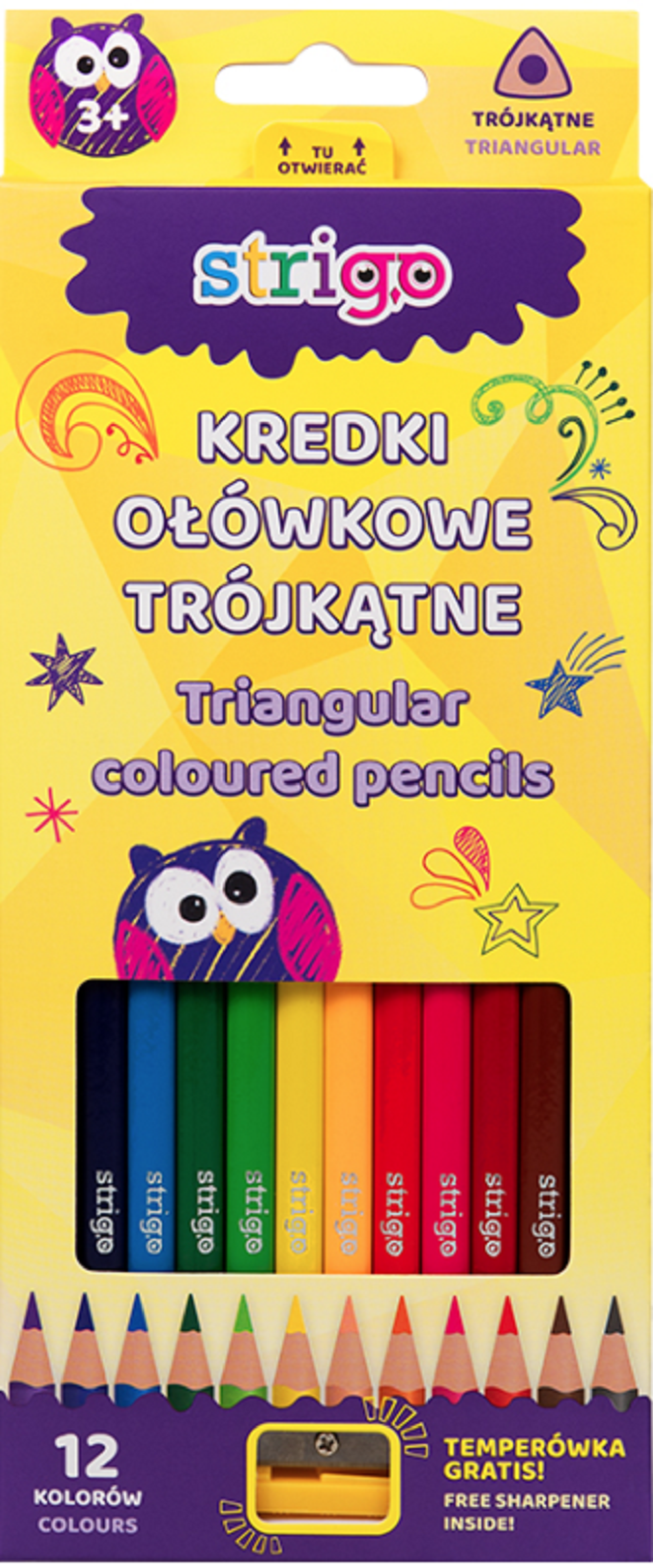 Set 12 creioane colorate pastel cu ascutitoare