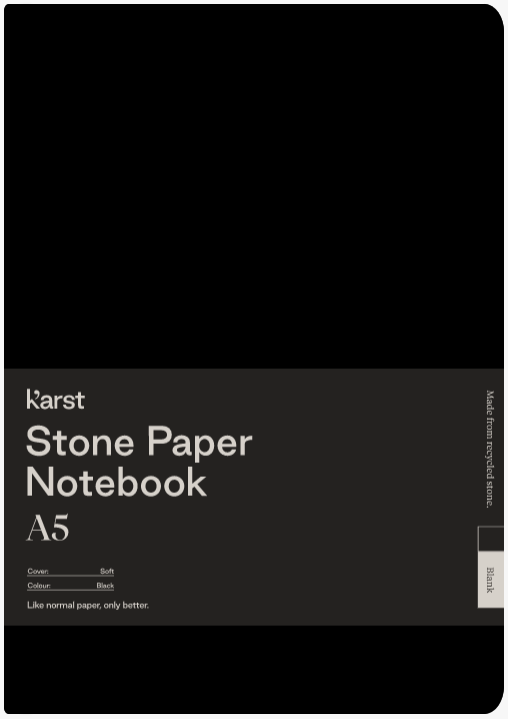 Carnet A5 - Stone Paper - Softcover, Blank - Black