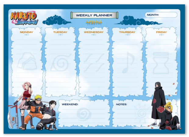 Planner saptamanal - Naruto