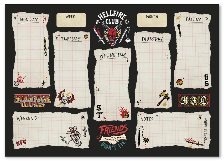 Planner saptamanal - Stranger Things