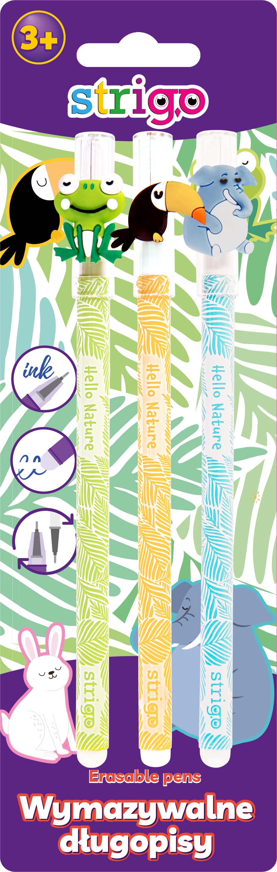 Set 3 pixuri cu cerneala termosensibila - Nature 