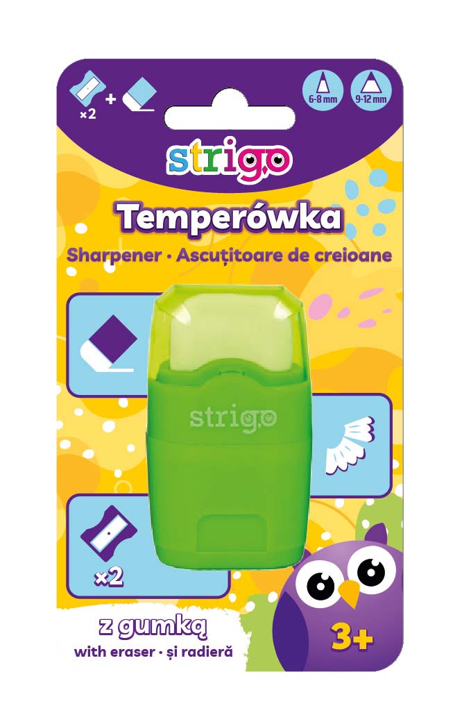 Ascutitoare dubla cu radiera - 6 culori