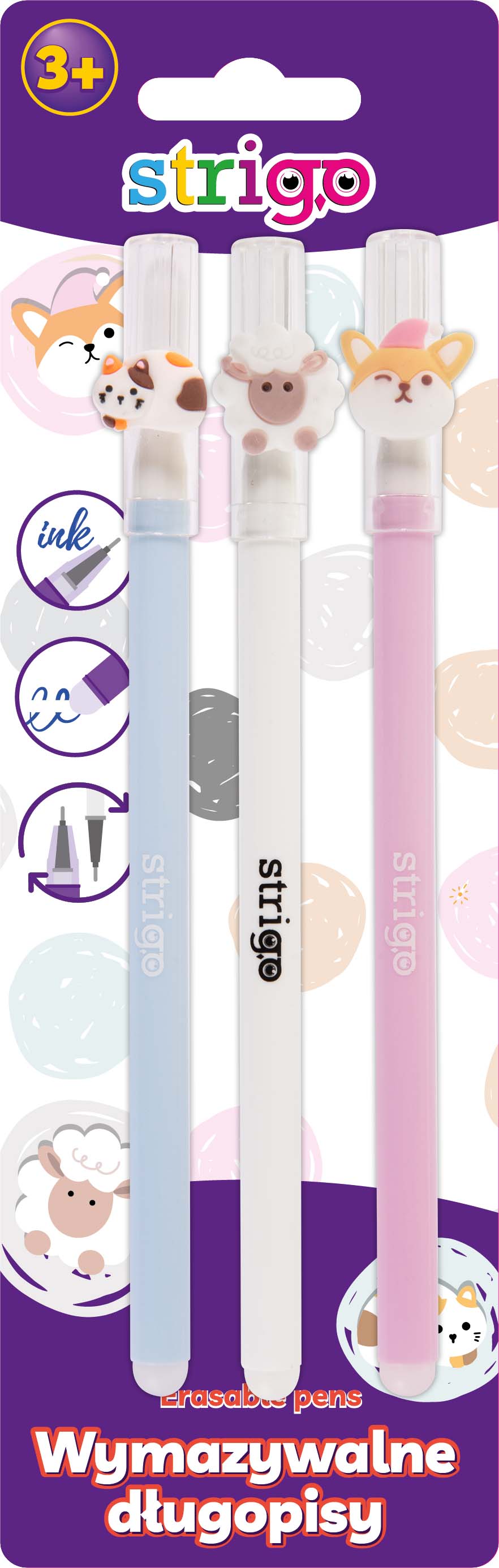 Set 3 pixuri cu cerneala termosensibila - Pets