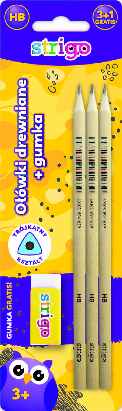 Set 3 creioane HB  si radiera alba