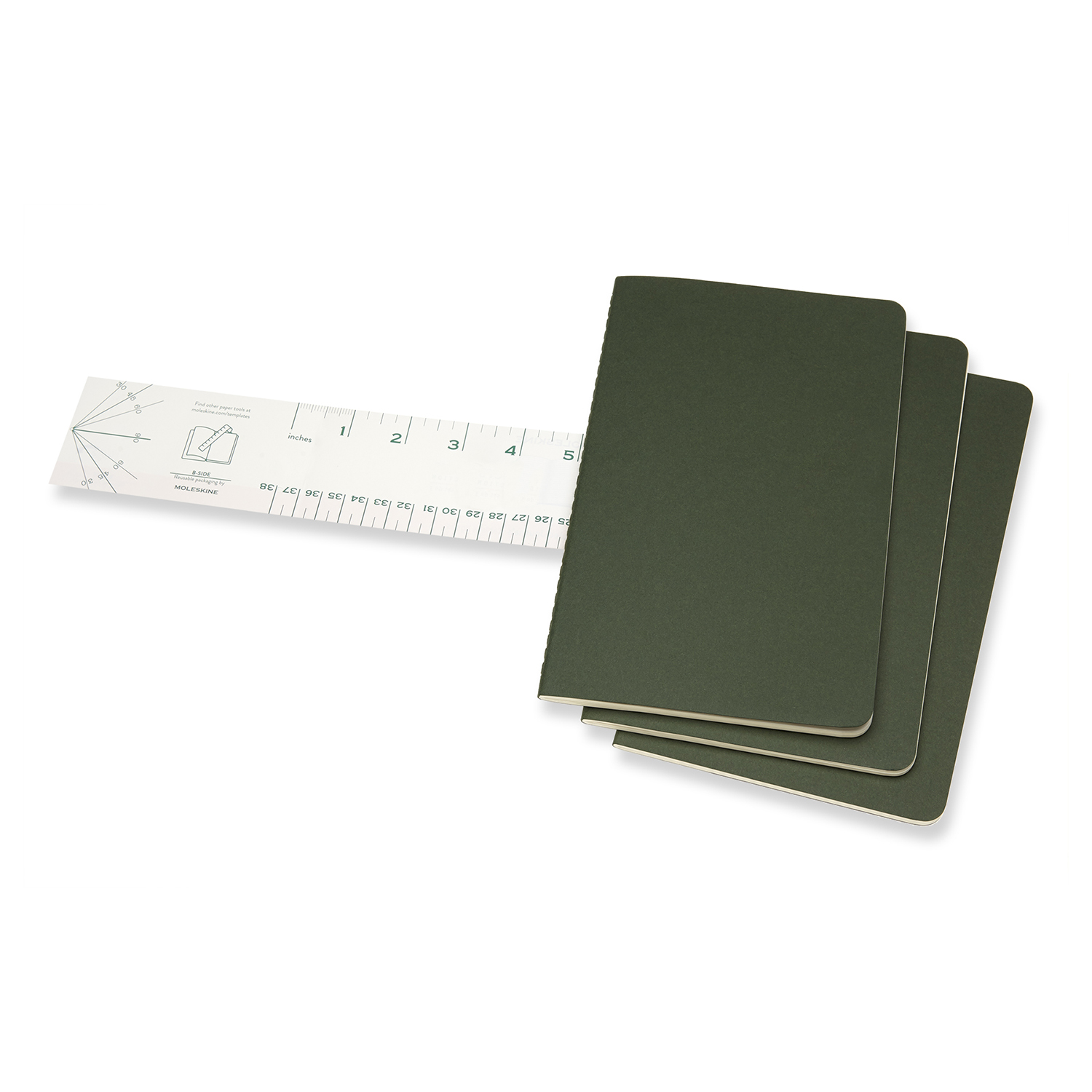 Set 3 caiete - Moleskine Cahier - Large, Ruled - Myrtle Green