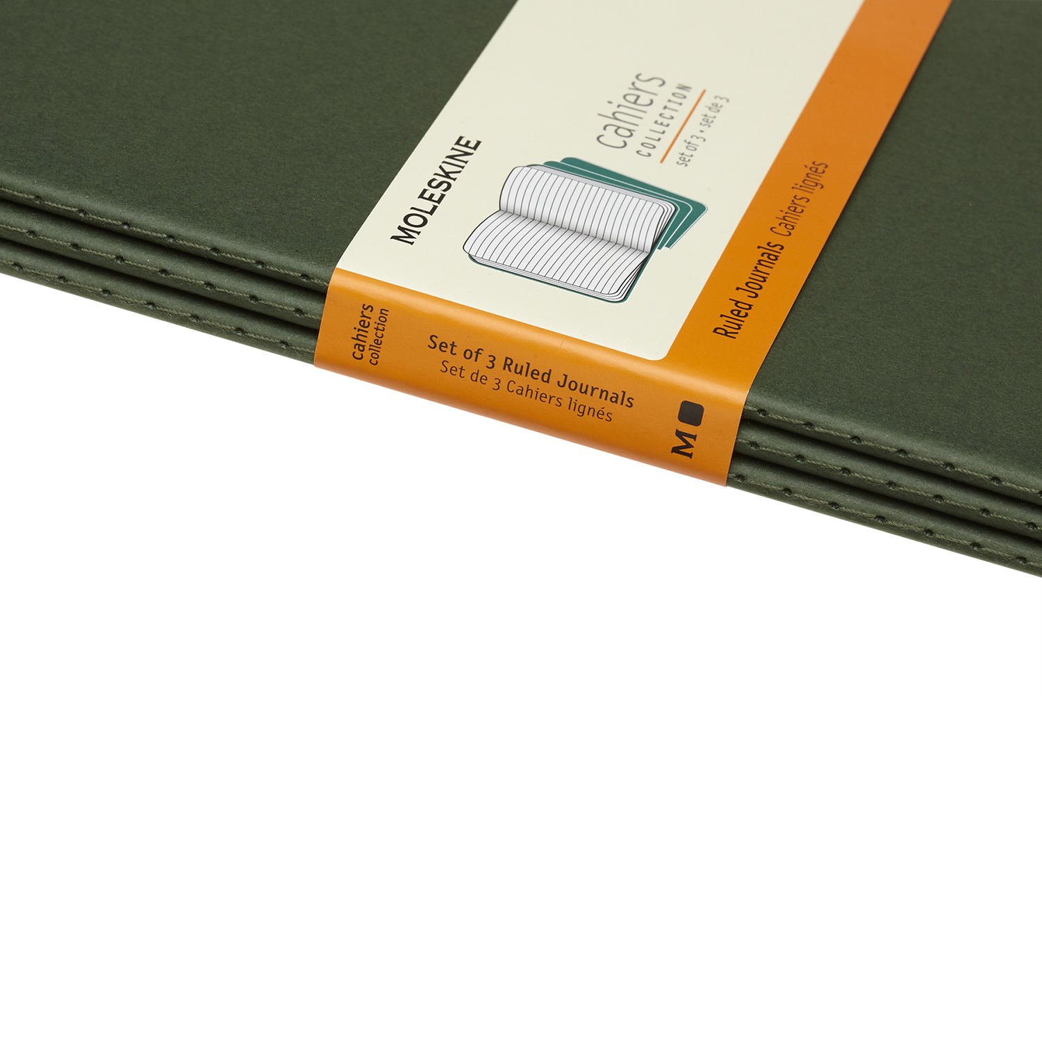 Set 3 caiete - Moleskine Cahier - Large, Ruled - Myrtle Green