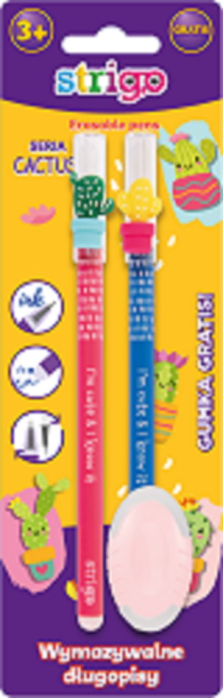 Set 2 pixuri cerneala termosensibila cu guma de sters - Cactus