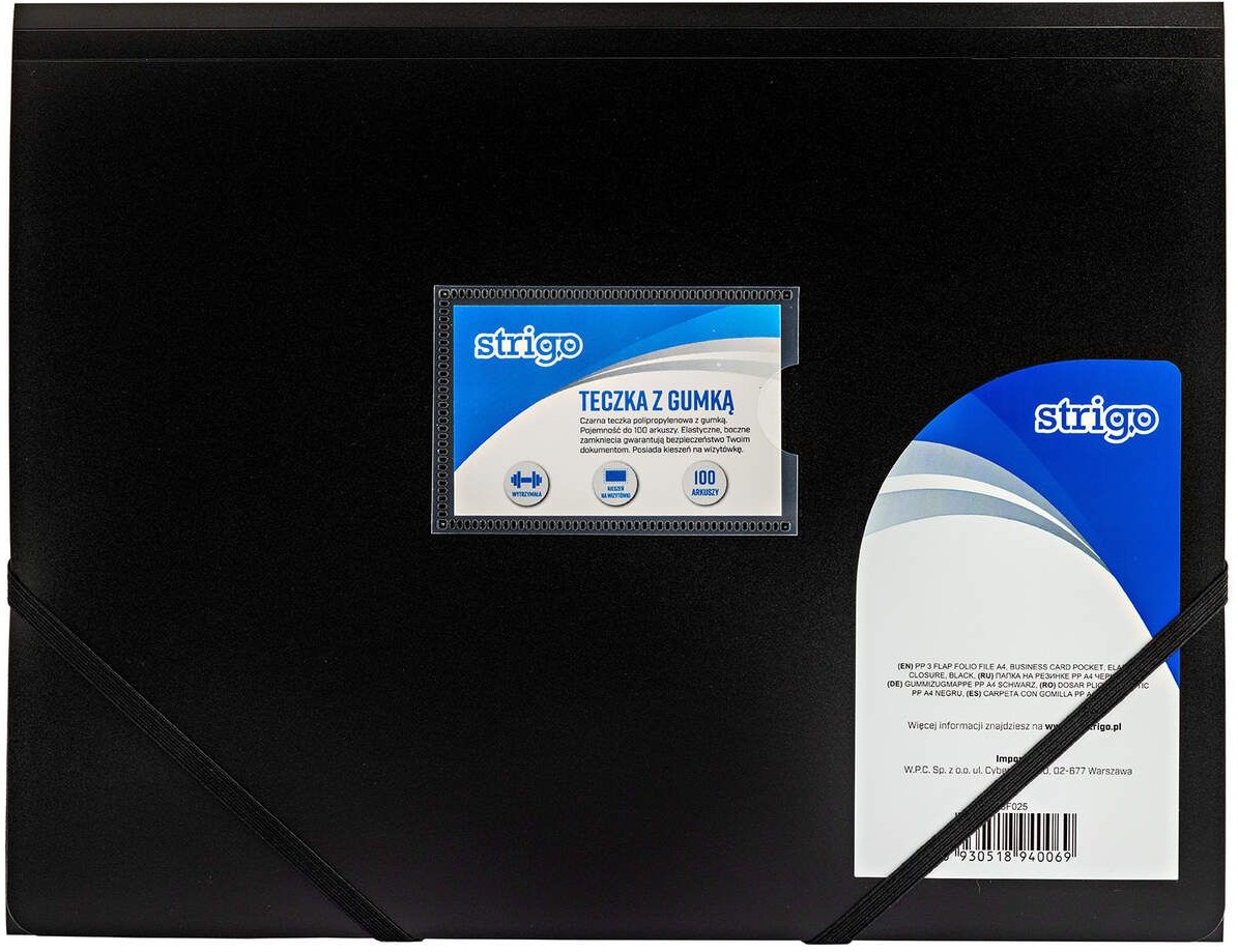 Mapa A4 Strigo, cu elastic - Negru