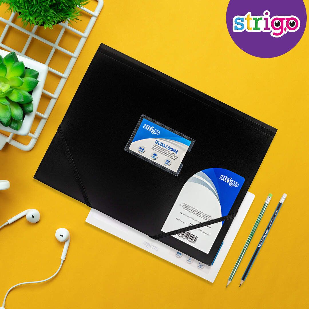 Mapa A4 Strigo, cu elastic - Negru