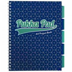 Caiet A4, matematica, cu spirala si separatoare - Project Book - Albastru