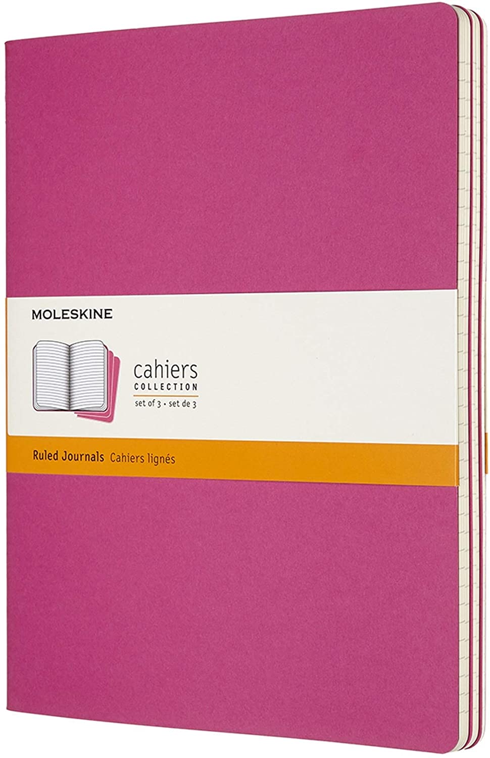 Set 3 caiete - Moleskine Cahier - X-Large, Ruled - Kinetic Pink