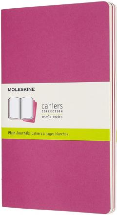 Set 3 caiete - Moleskine Cahier - Large, Plain - Kinetic Pink