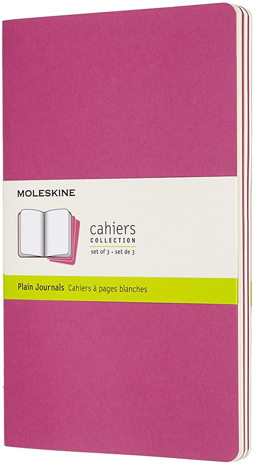 Set 3 caiete - Moleskine Cahier - Large, Plain - Kinetic Pink