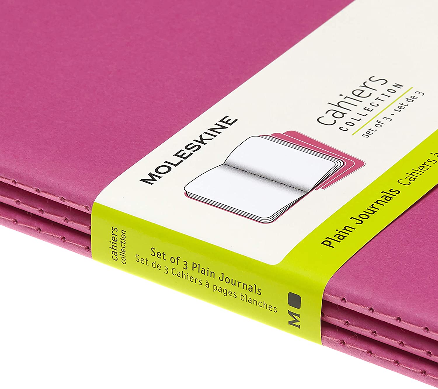 Set 3 caiete - Moleskine Cahier - Large, Plain - Kinetic Pink