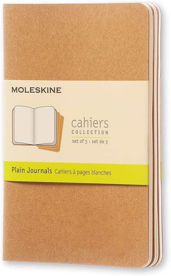 Set 3 caiete - Moleskine Cahier - Pocket, Plain - Kraft Brown