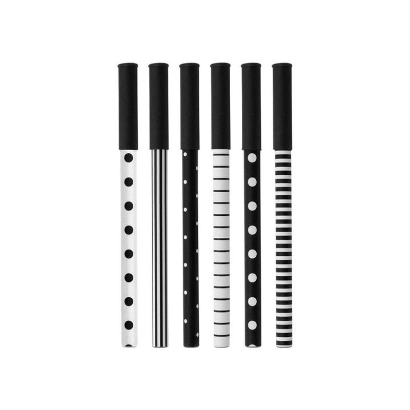 Set 6 pixuri-Party Pen- Black / White