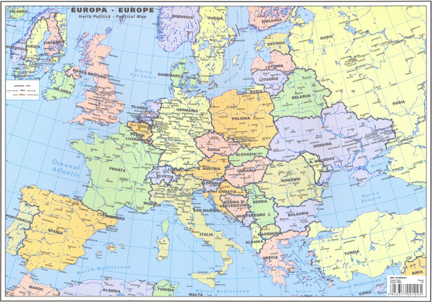 Plansa harta Europa A4 fata/verso