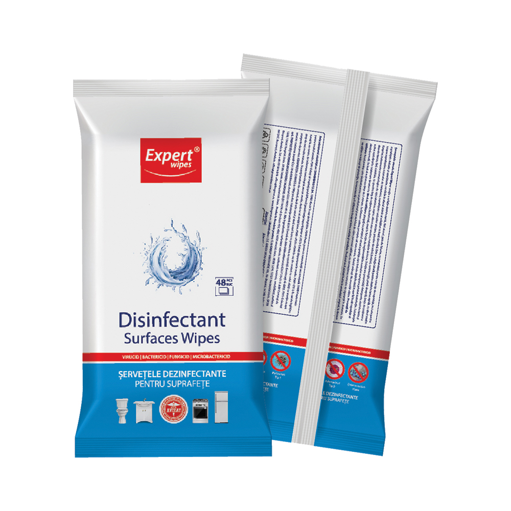 Servetele dezinfectante pentru suprafete  - Expert Wipes, 48 buc